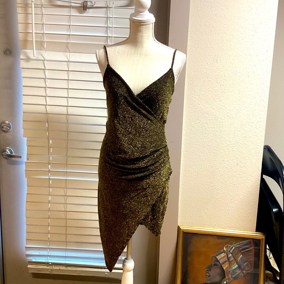 Mind Code Gold Mini Dress - Picture 1 of 8